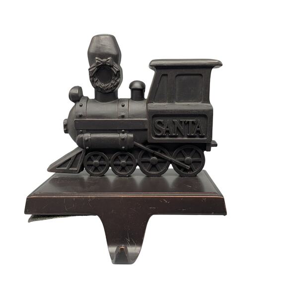 Santa Train Christmas Stocking Holders Hangers Mantle Black Metal Set Of 4 - Picture 2 of 13
